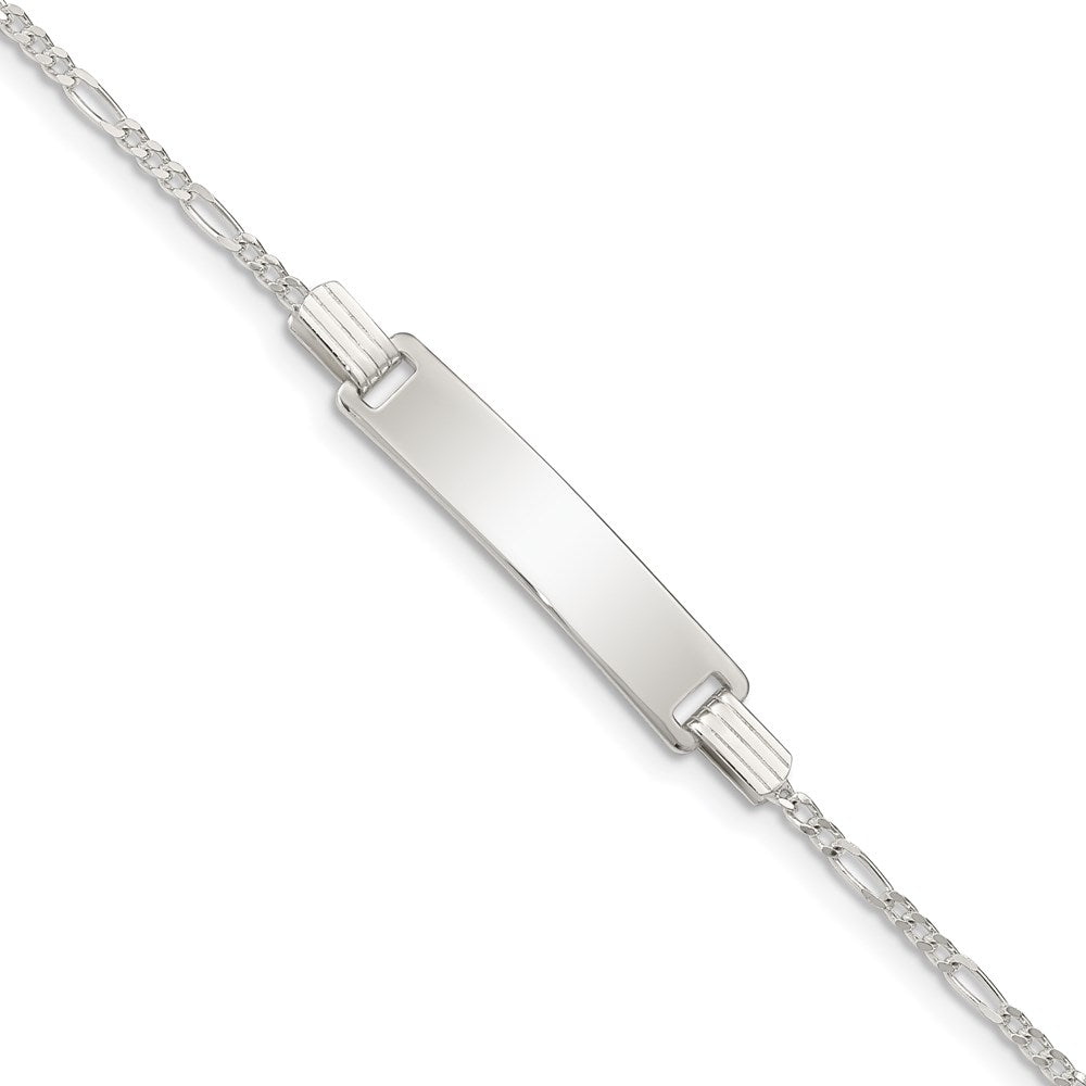 Sterling Silver Engraveable Childrens ID on Figaro Link Bracelet