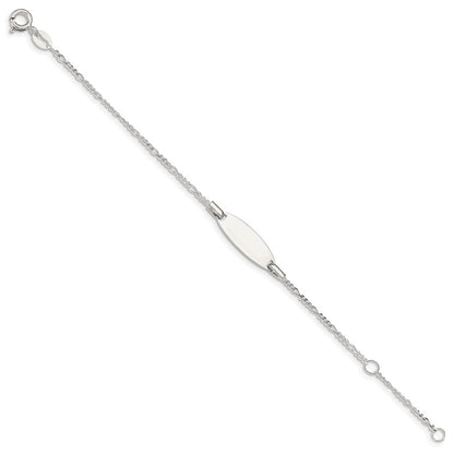 Sterling Silver Childrens 5in Plus 1in Ext ID Figaro Link Bracelet
