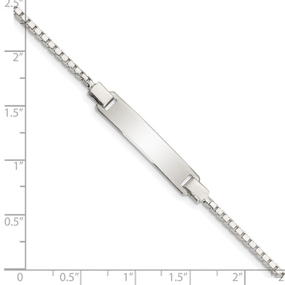 Sterling Silver Engraveable Childrens ID on Box Chain Bracelet