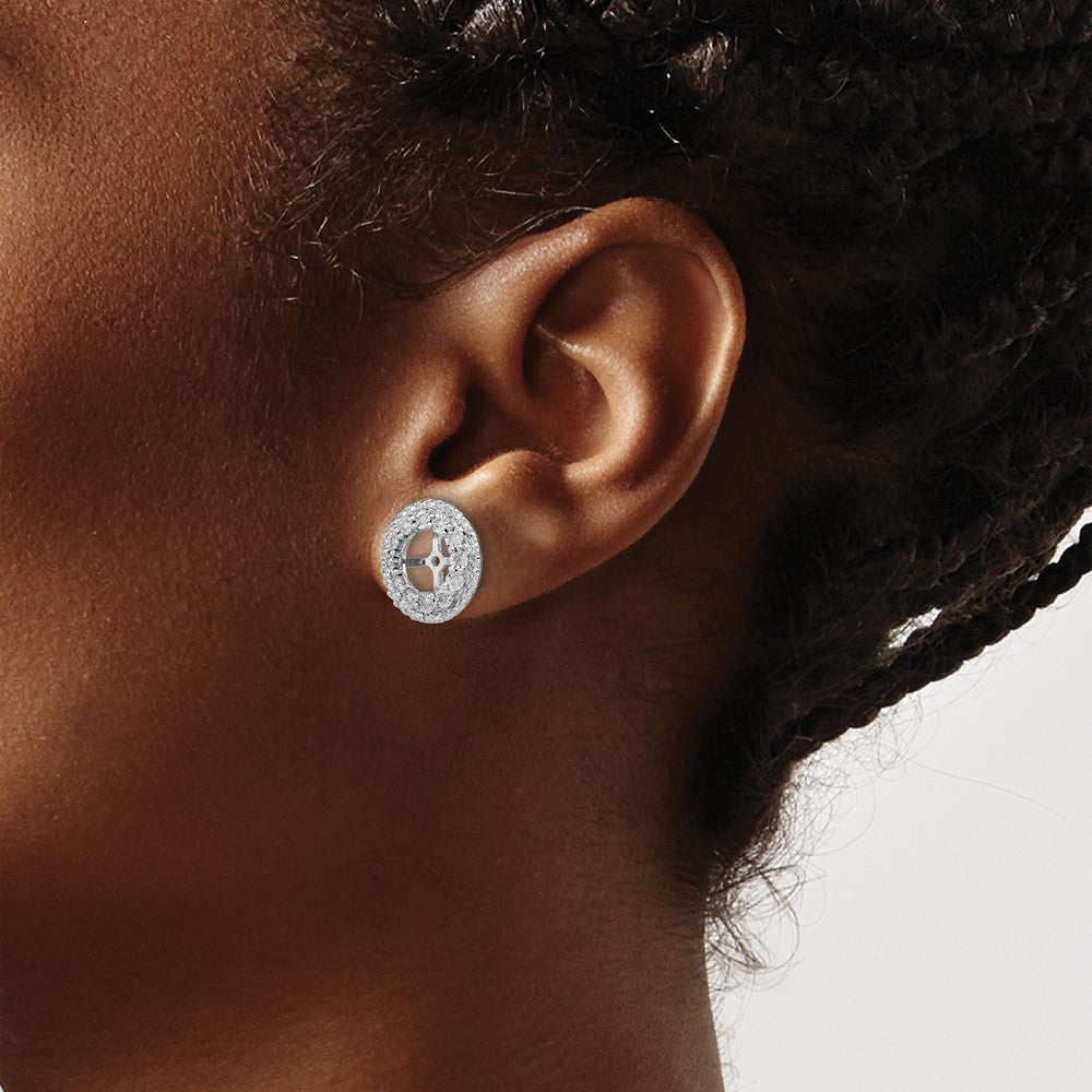 Sterling Silver Rhodium Diam. Earring Jacket