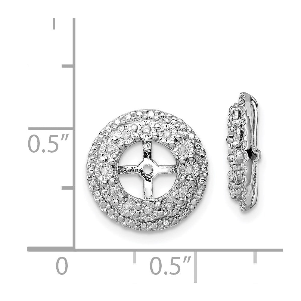 Sterling Silver Rhodium Diam. Earring Jacket