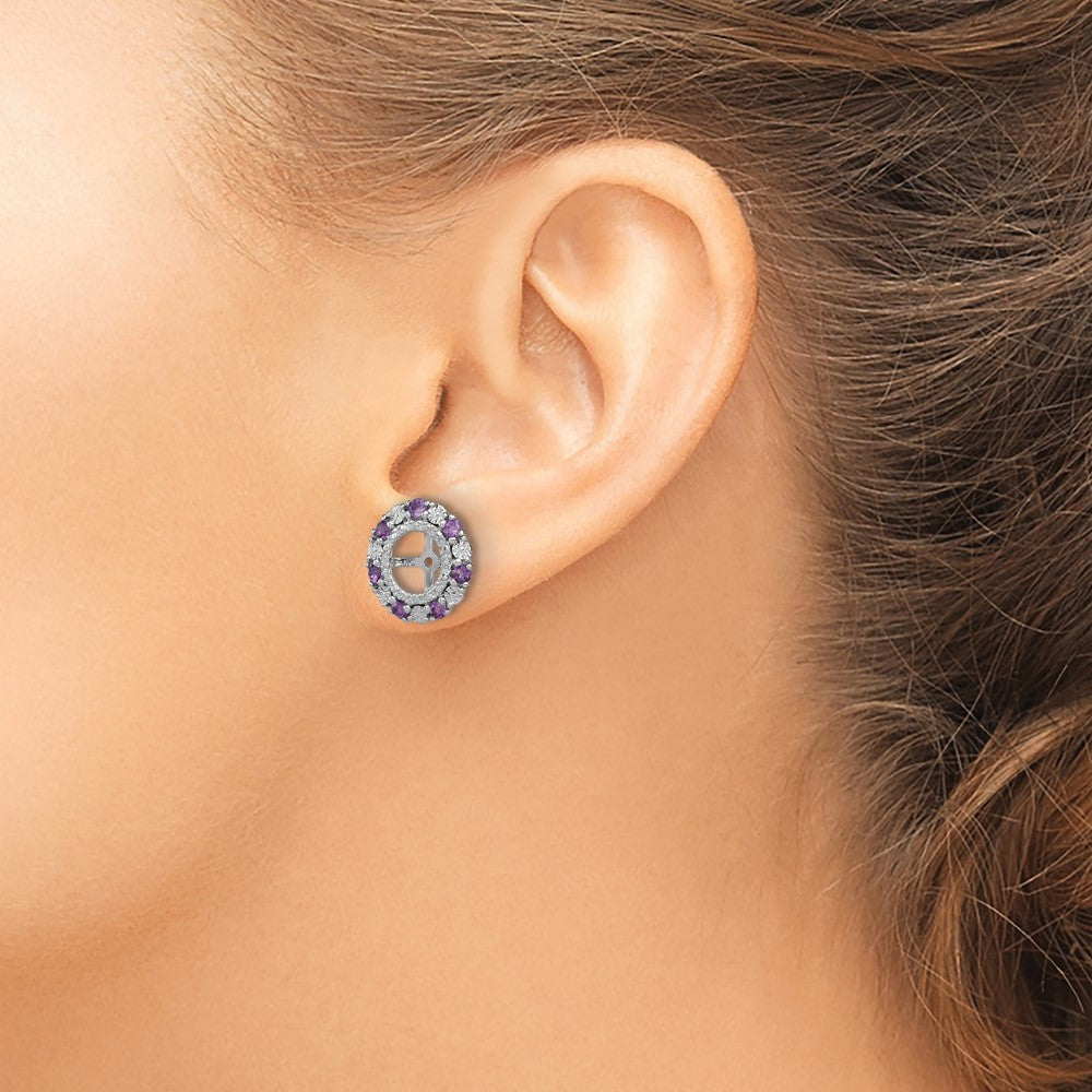 Sterling Silver Rhodium Amethyst Earring Jacket