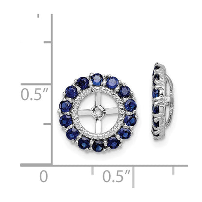 Sterling Silver Rhodium Diam. & Created Sapphire Earring Jacket