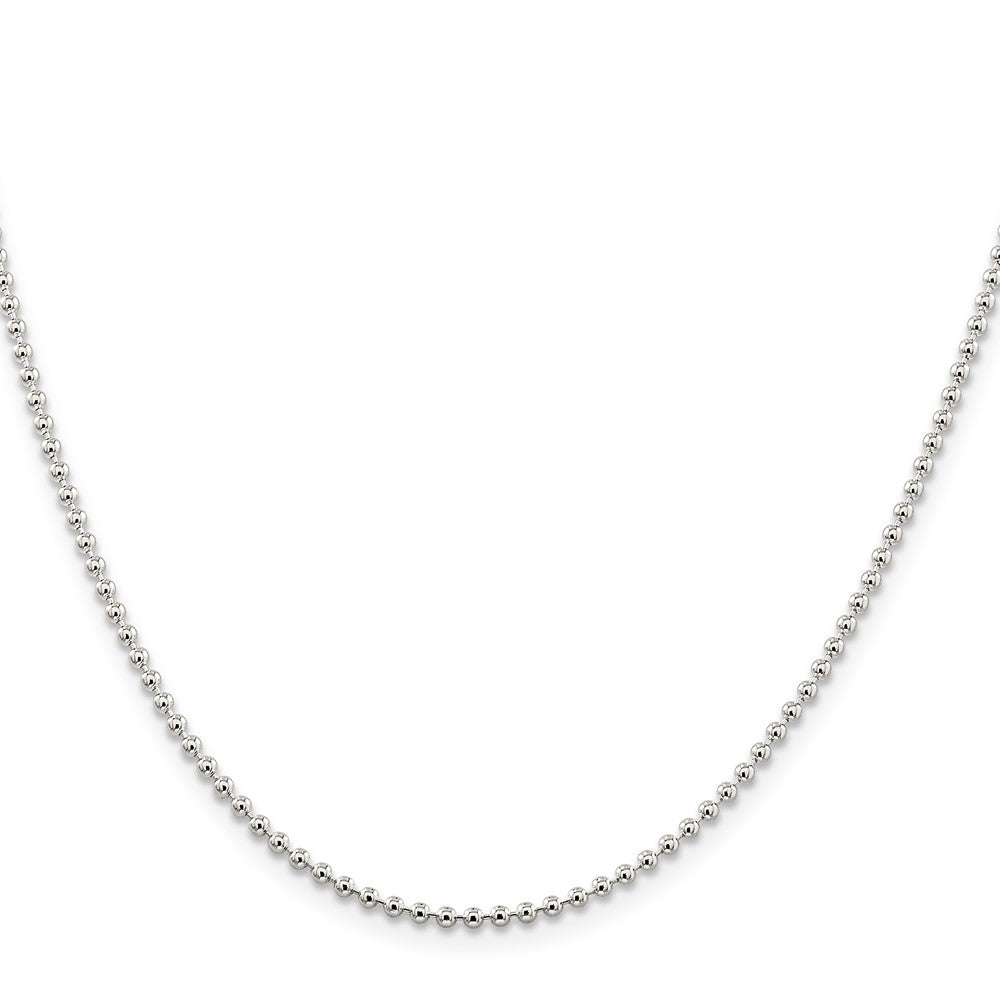 Sterling Silver 2mm Beaded Chain w/2in ext.