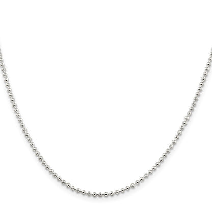 Sterling Silver 2mm Beaded Chain w/4in ext.