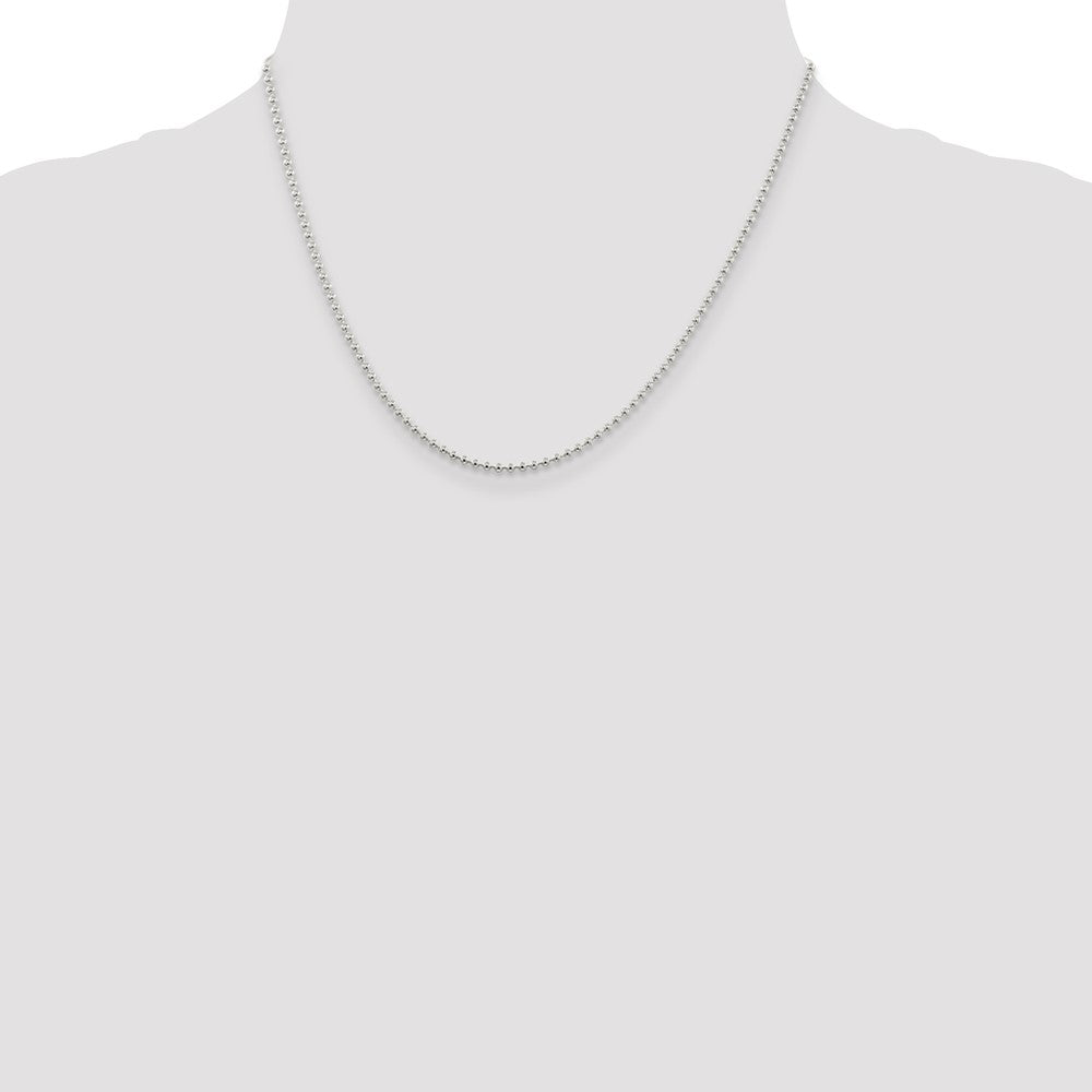 Sterling Silver 2mm Beaded Chain w/2in ext.