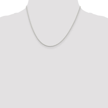 Sterling Silver 2mm Beaded Chain w/2in ext.