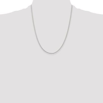 Sterling Silver 2mm Beaded Chain w/4in ext.