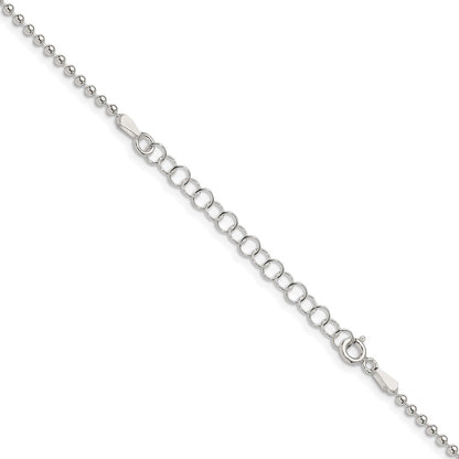 Sterling Silver 2mm Beaded Chain w/2in ext.