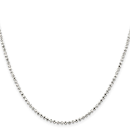 Sterling Silver 2.35mm Beaded Chain w/2in ext.