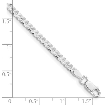 Sterling Silver Rhodium-plated 3.15mm Flat Curb Chain