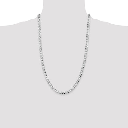 Sterling Silver Rhodium-plated 5.75mm Flat Curb Chain