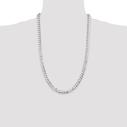 Sterling Silver 6.8mm Flat Curb Chain
