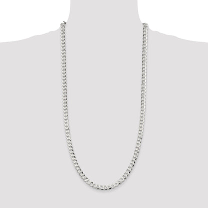 Sterling Silver 6.8mm Flat Curb Chain