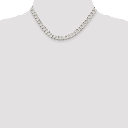 Sterling Silver 7.5mm Flat Curb Chain
