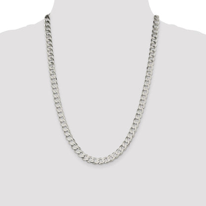 Sterling Silver 7.5mm Flat Curb Chain