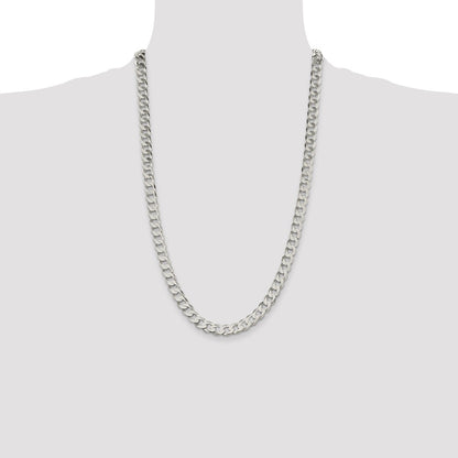 Sterling Silver 7.5mm Flat Curb Chain