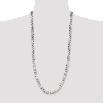 Sterling Silver 7.5mm Flat Curb Chain