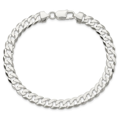 Sterling Silver 7.5mm Flat Curb Chain