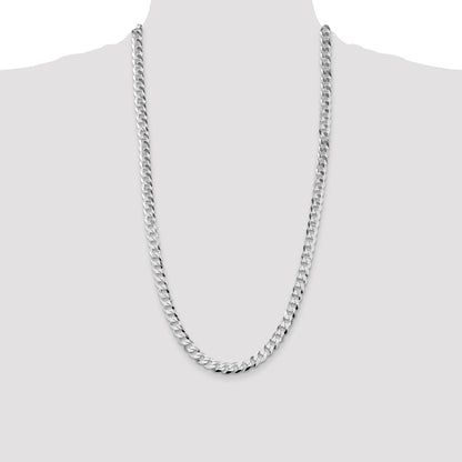Sterling Silver Rhodium-plated 8.5mm Flat Curb Chain