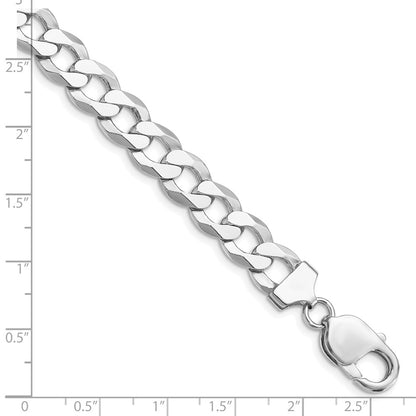 Sterling Silver Rhodium-plated 9.75mm Flat Curb Chain