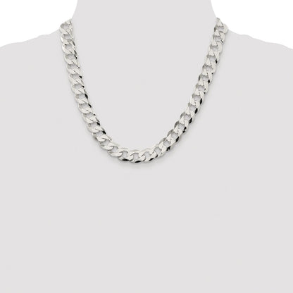Sterling Silver Rhodium-plated 11.75mm Flat Curb Chain