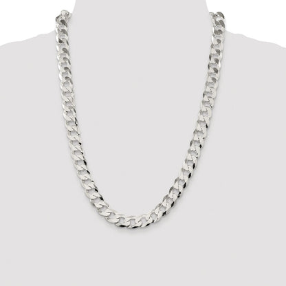Sterling Silver Rhodium-plated 11.75mm Flat Curb Chain