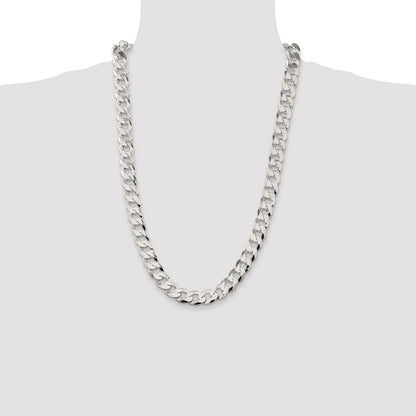 Sterling Silver Rhodium-plated 11.75mm Flat Curb Chain