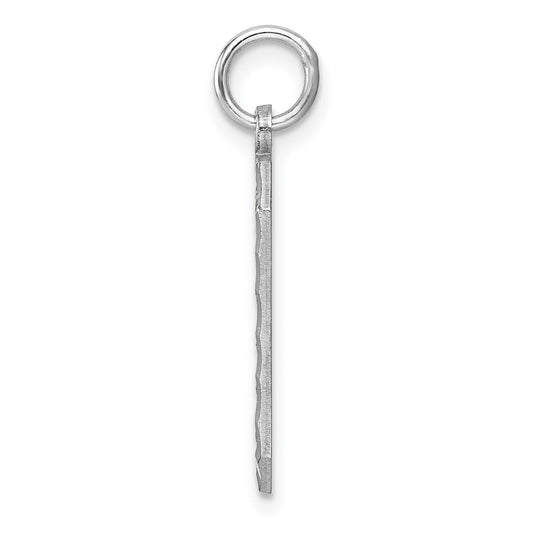 Sterling Silver Rhodium-plated Large Diamond-cut #0 Charm