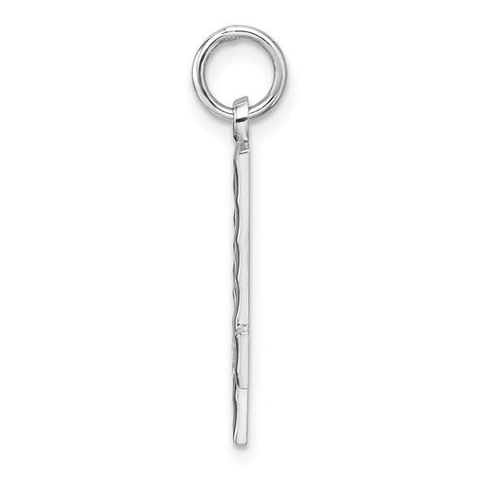 Sterling Silver Rhodium-plated Large Diamond-cut #4 Charm