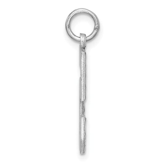 Sterling Silver Rhodium-plated Large Diamond-cut #5 Charm