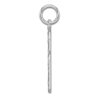 Sterling Silver Rhodium-plated Large Diamond-cut #6 Charm