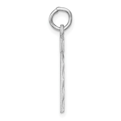 Sterling Silver Rhodium-plated Large Diamond-cut #7 Charm