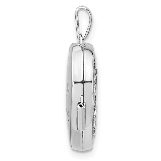Sterling Silver Rhodium-plated Swirled Love You Always 18mm Heart Locket