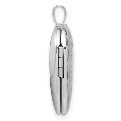 Sterling Silver Rhodium-plated Polished Hearts Border 20mm Heart Locket