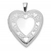 Sterling Silver Rhodium-plated Polished Hearts Border 20mm Heart Locket