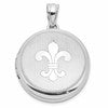 Sterling Silver Rhodium-plated Fleur de Lis 20mm Round Locket