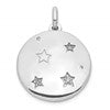 Sterling Silver Rhodium-plated CZ Stars 20mm Swing Locket