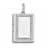 Sterling Silver Rhodium-plated Polished CZ Bail Holds One Photo 19x14mm Book Locket