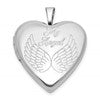 Sterling Silver Rhodium-plated MY ANGEL Angel Wings 20mm Heart Locket