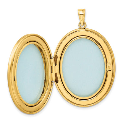 1/20 14K Gold Filled 34mm Polished/Satin Leaf Border 2-Frame Oval Locket