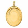 1/20 14K Gold Filled 34mm Polished/Satin Leaf Border 2-Frame Oval Locket