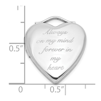 Sterling Silver RH-pl ALWAYS IN MY HEART FOREVER.. 20mm Heart Locket