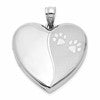 Sterling Silver Rhodium-plated Polished Paw Print 24mm Heart Locket