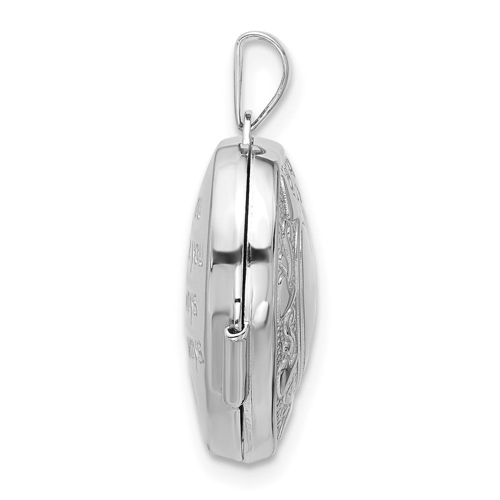 SS Rhod-plated Heart Border 18mm Love you Reversible Heart Locket
