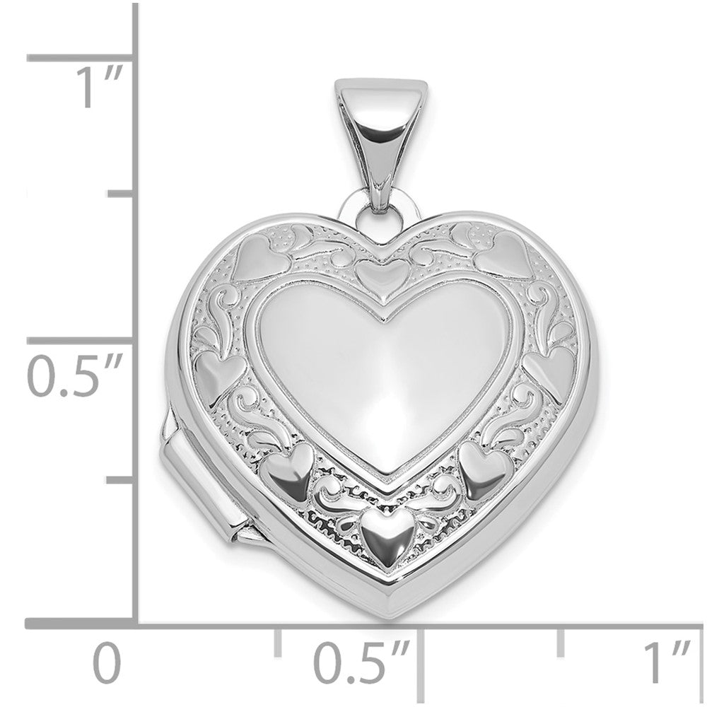 SS Rhod-plated Heart Border 18mm Love you Reversible Heart Locket