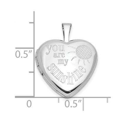 Sterling Silver Rh-plated YOU ARE MY SUNSHINE 16mm Heart Locket