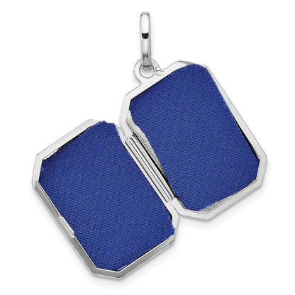 Sterling Silver Rhodium-pltd Polished 20x15mm Curved Rectangle Locket