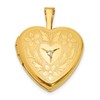 1/20 14K Gold Filled Polished & Textured Dia 16mm Floral Heart Locket