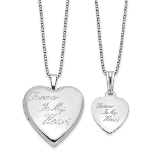 Sterling Silver RH-plated FOREVER 20mm/12mm Locket/Pendant Set